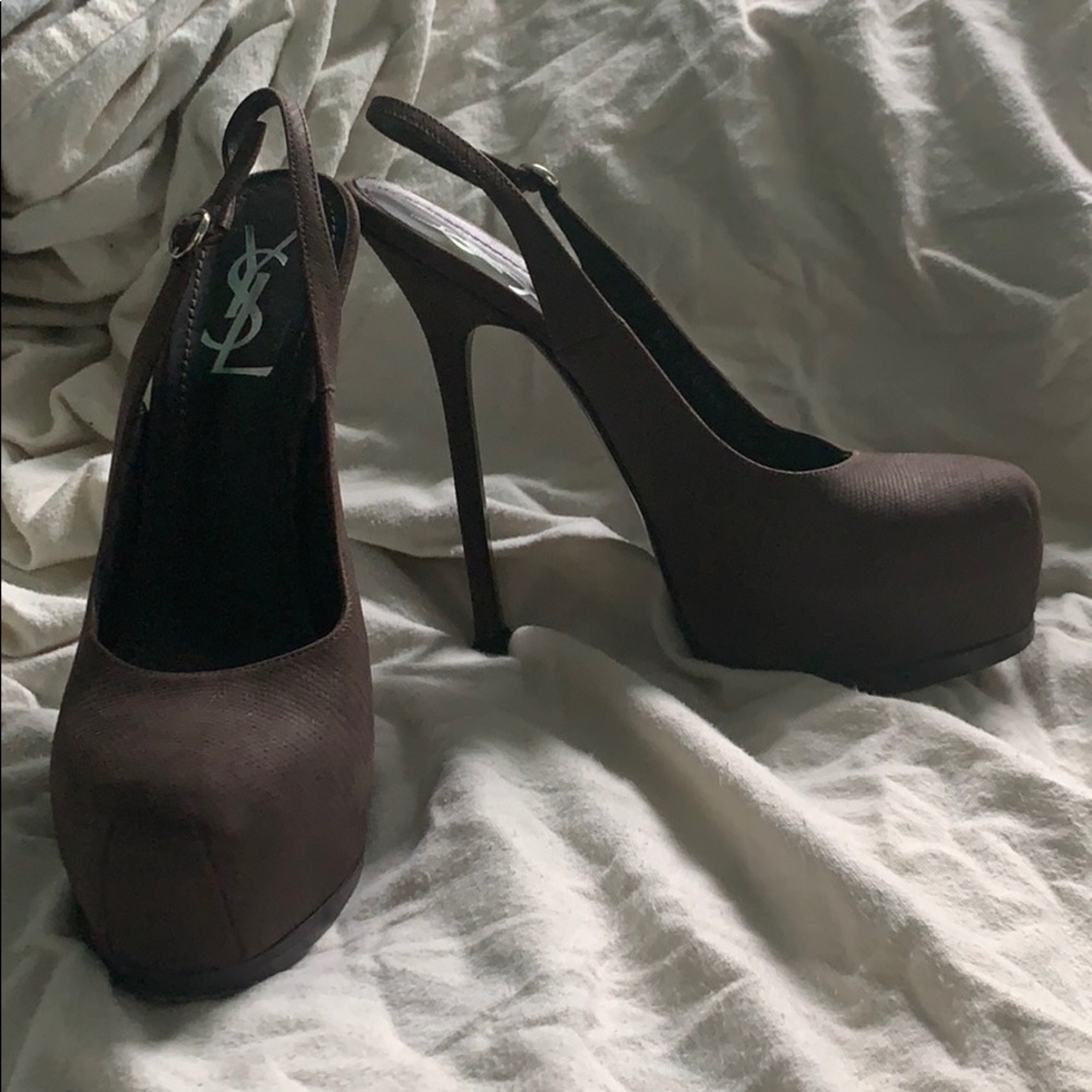 Rare✨Yves Saint Laurent Brown Slingback Pumps